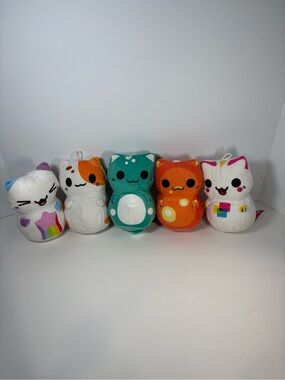 KleptoCats Plush Lot of 5 - 8" Stuffed Animal Toys Rainbow Pixel Mustache Cat